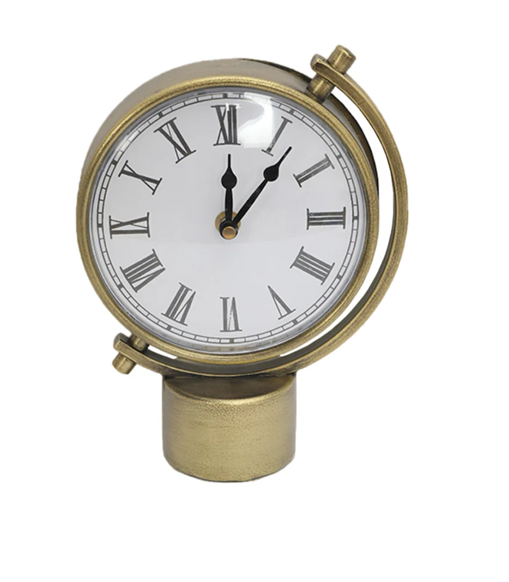 RELOJ VOLTA CON BASE DE METAL EN ACABADO ORO VIEJO